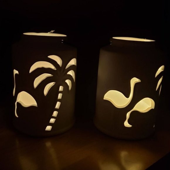 Fun Light-up lantern set ~ Flamingo/ Palms -NEW! - Picture 2 of 4